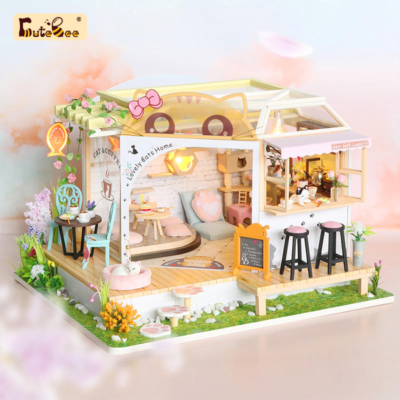 Cat Coffee Garden |CUTEBEE 1: 24 DIY Dollhouse Kit