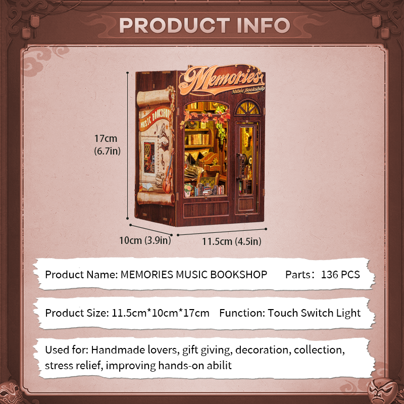 Memories Music Bookshop | CUTEBEE DIY Book Nook Kit