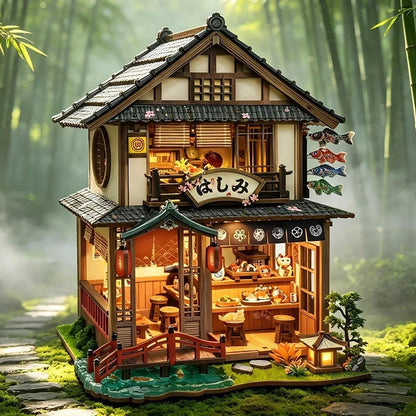 Bridgeside Machiya DIY Wooden Miniature Dollhouse Kit