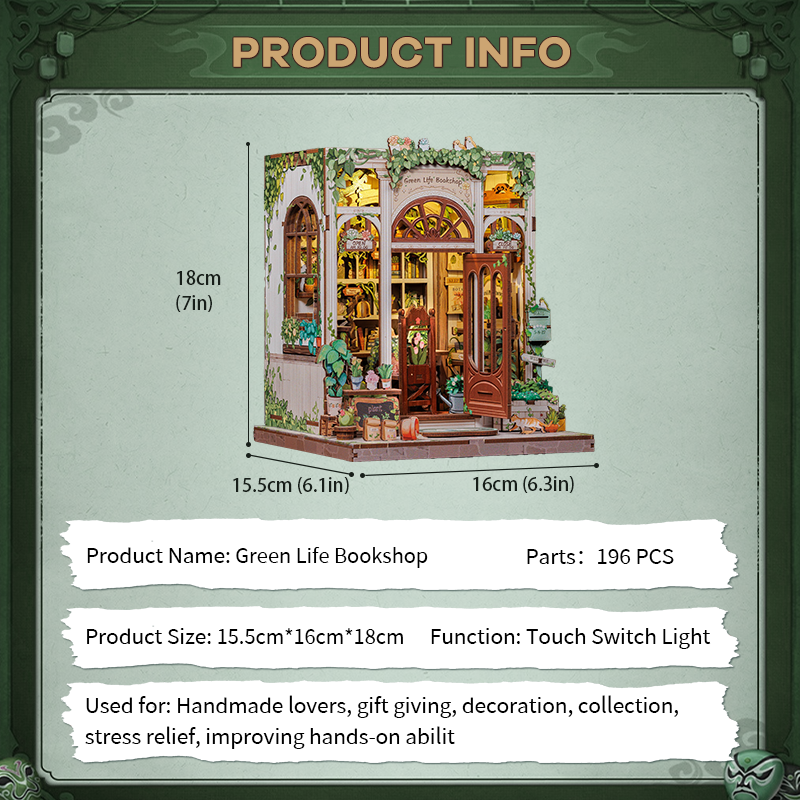 Green Life Bookshop | CUTEBEE DIY Book Nook Kit