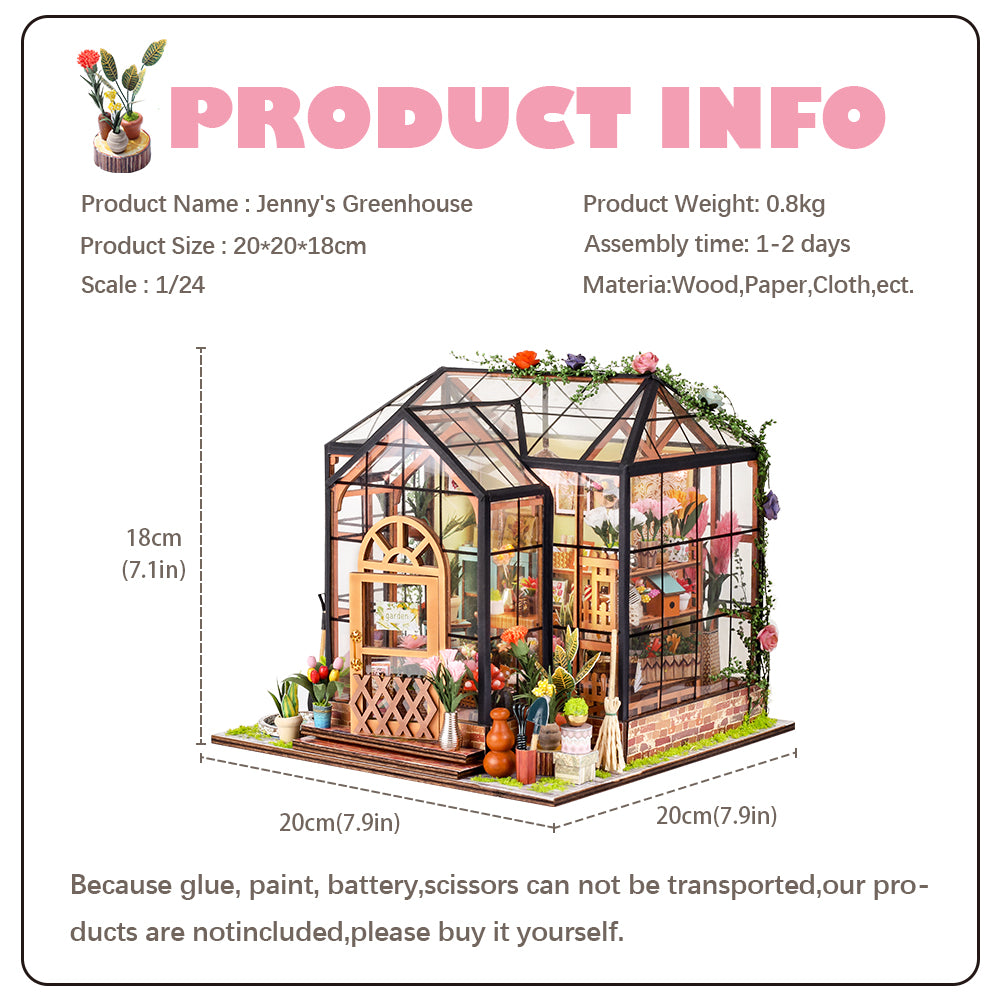 Jenny's Greenhouse | CUTEBEE  1: 24 DIY Dollhouse Kit