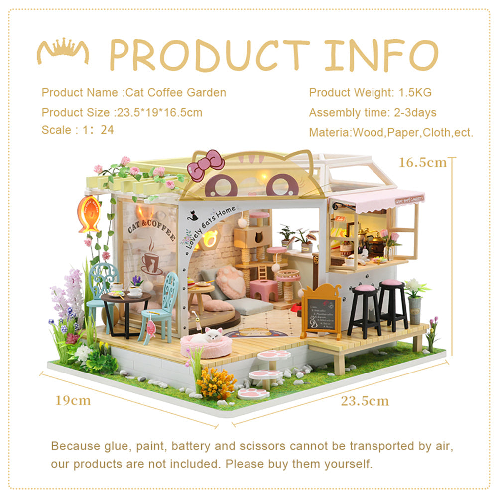 Cat Coffee Garden |CUTEBEE 1: 24 DIY Dollhouse Kit