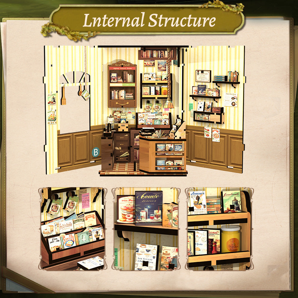Cooking Bookstore | CUTEBEE DIY Book Nook Kit